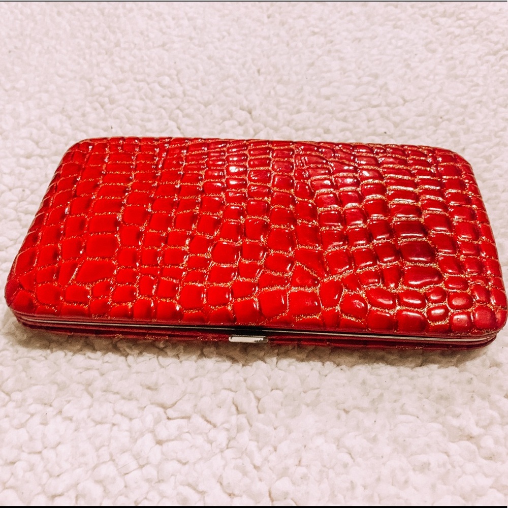 Red Maroon Crocodile Wallet